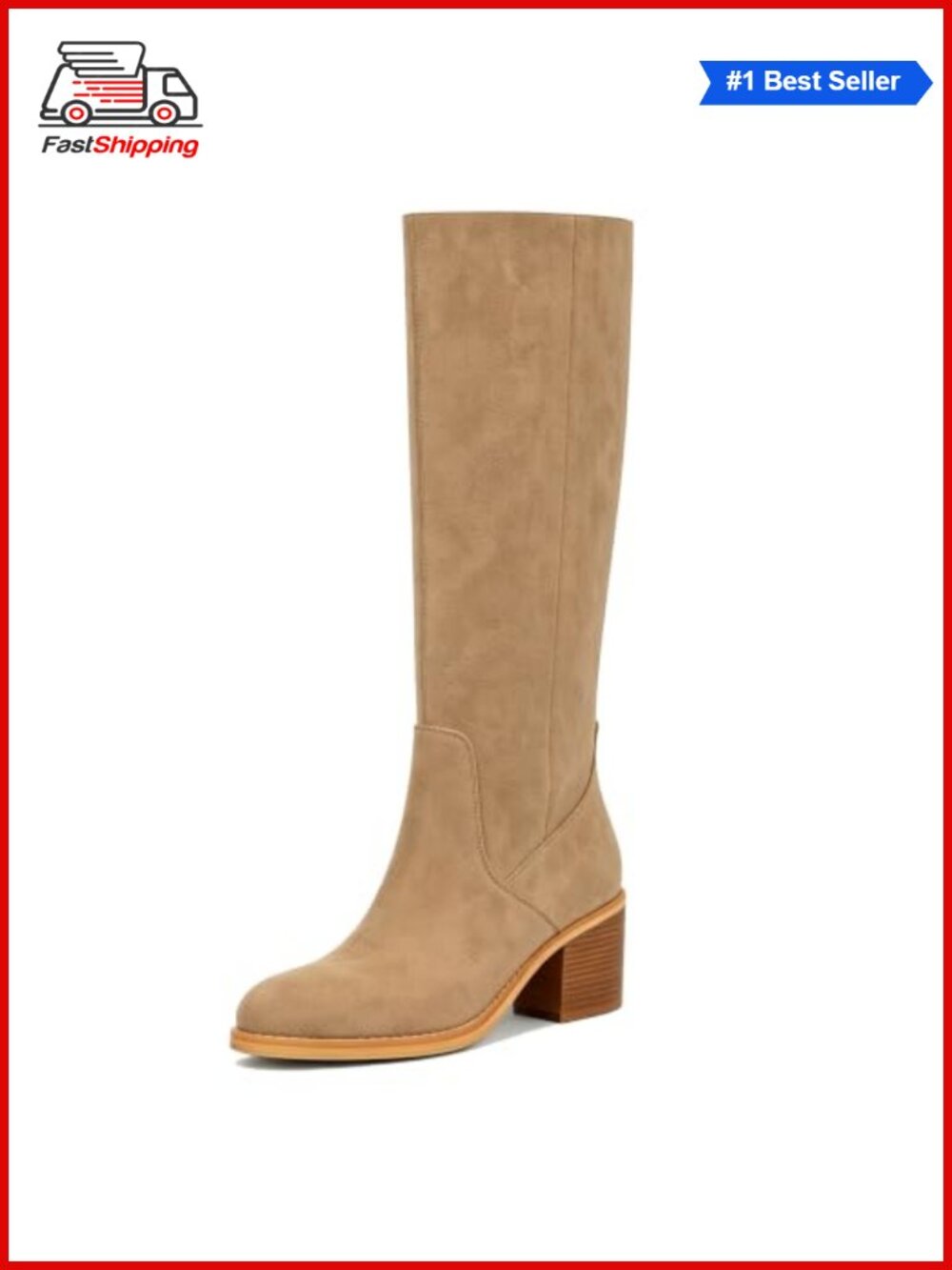 ✨ Knee High Boots Chunky Block Heel Faux Suede Tall Fall Winter Boots